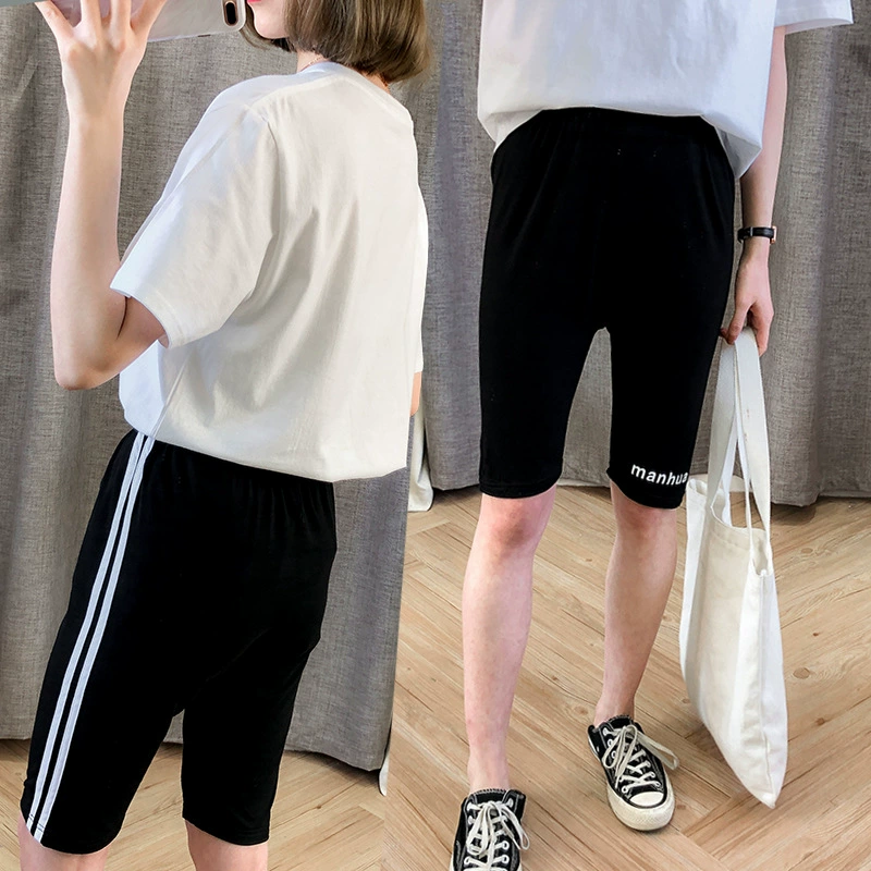 008 Пятиточечные брюки, летние леггинсы, спортивные штаны, тонкие в Корейском стиле, большие размеры, фабрика женской одежды для полных девочек