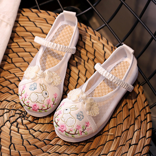 Children gauze shoes, ancient Hanfu sandals, Chinese folk dance hanfu embroidered shoes, students shoes, girls Beijing shoes