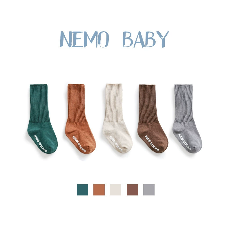 Non-slip children's autumn solid high boots, knee socks