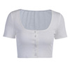 Factory direct selling round neck open navel T-shirt for women