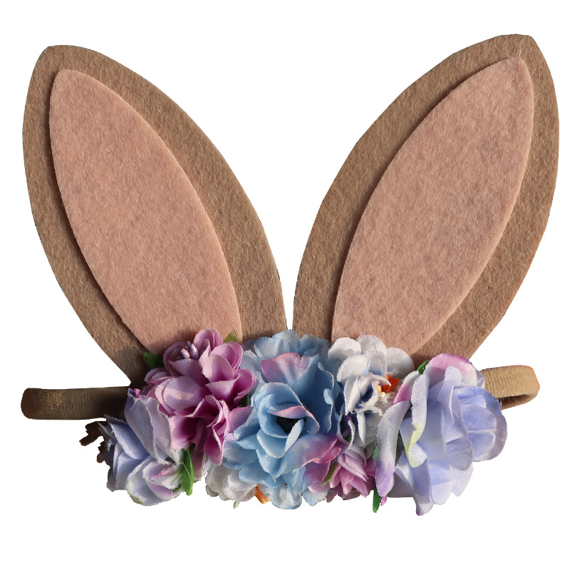 Fashion Bunny Ears Flower Cloth Hair Band 1 Piece display picture 2