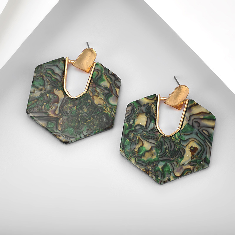 new fashion craft tassel acrylic earrings geometric hexagon earrings female wholesale nihaojewelrypicture7