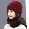 Men's winter woolen hat, knitted keep warm scarf with hood, increased thickness, Korean style