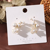 Advanced fashionable universal earrings from pearl, flowered, high-quality style, internet celebrity