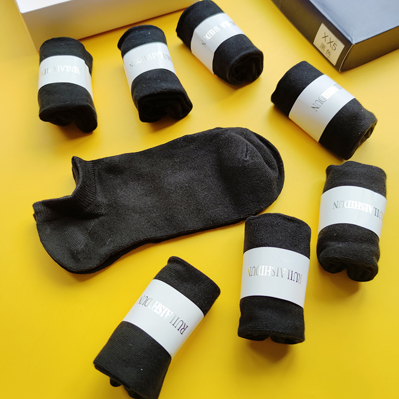 Box 8 summer Thin section exquisite Men's Boat socks black box-packed business affairs atmosphere Sweat moisture absorption Shaping Deodorant