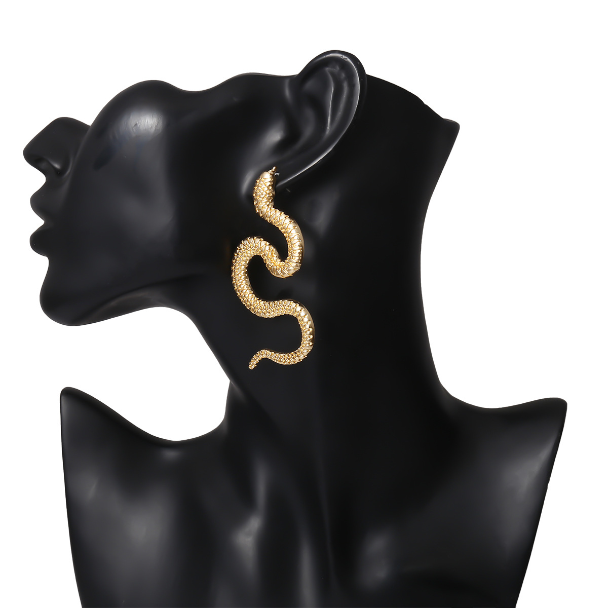 Twisted Geometric Hip Hop Earrings Nihaojewelry Wholesale Exaggerated Serpentine Fashion Relief Long Earrings display picture 10