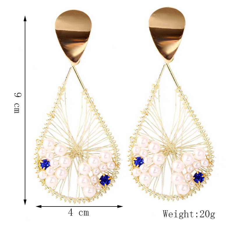 Europäische Und Amerikanische Übertriebene Geometrische Wasser Tropfen Lieben Hand Gefertigte Perlen Ohrringe Weibliche Grenz Überschreitende Trend Runde Ohrringe Schmuck display picture 6