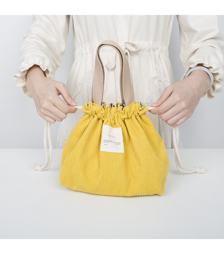 Women's Medium All Seasons Corduroy Solid Color Fashion Square String Handbag display picture 4