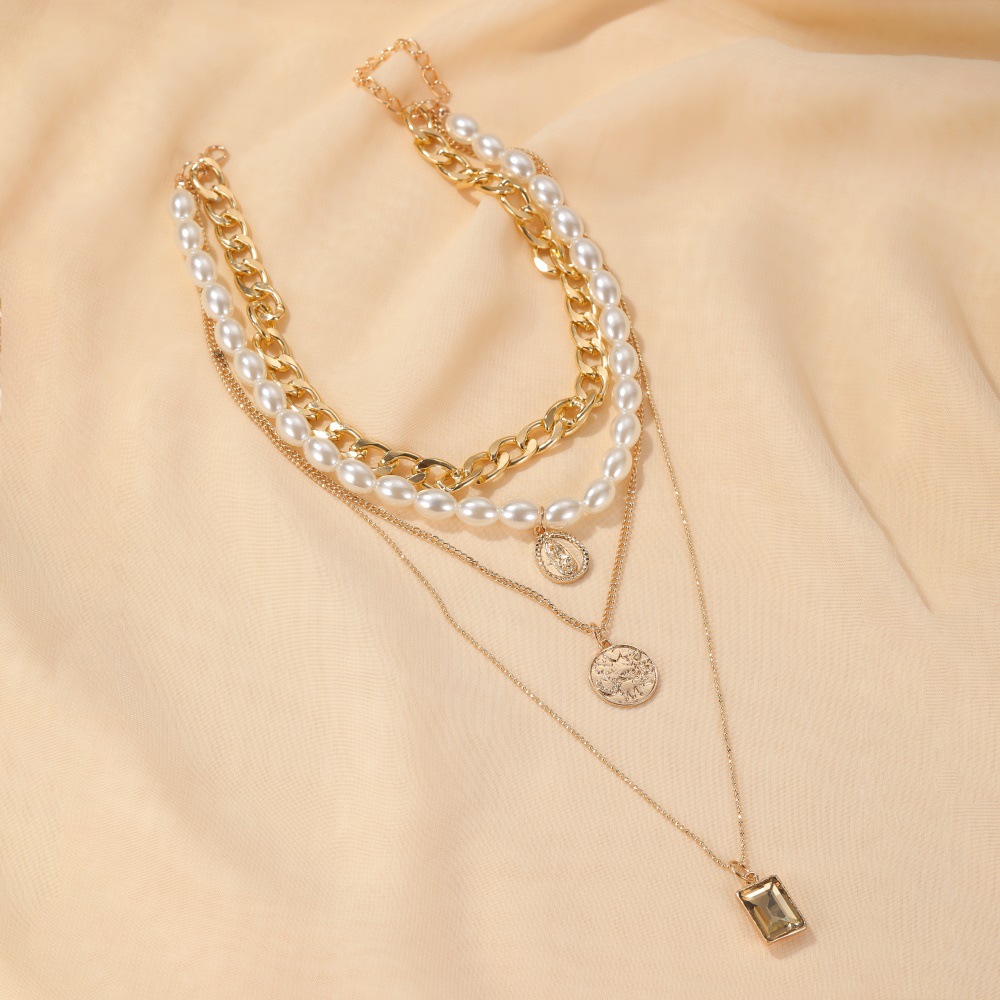 Nuevo estilo retro moneda collar barroco collar de perlas de mltiples capas suter largo cadena al por mayor nihaojewelrypicture3