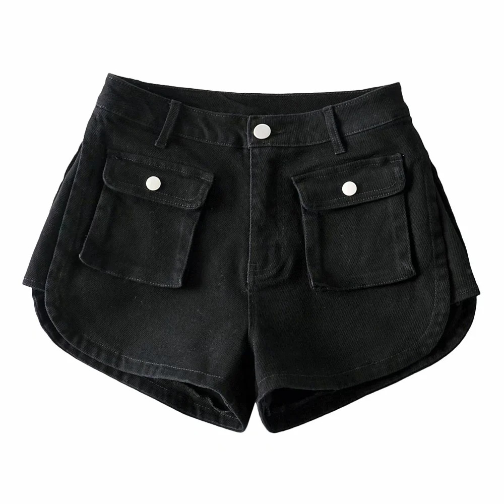 high waist pocket denim shorts NSAC14565