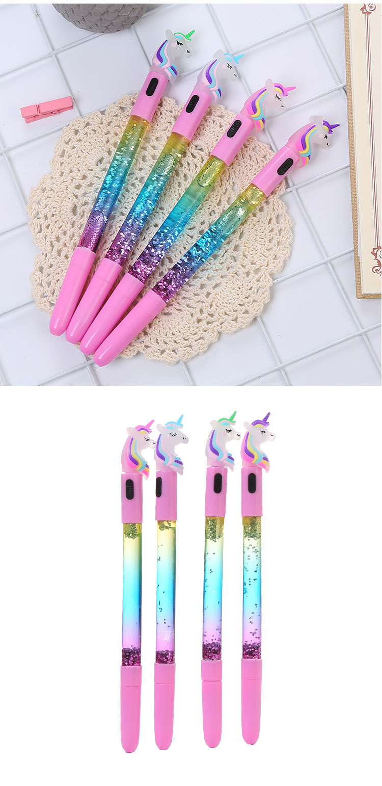 Unicorn Fairy Quicksand With Light Gel Pen Creative Glow Oil Quicksand Water-based Paint Pen Cute Student Stationery display picture 4