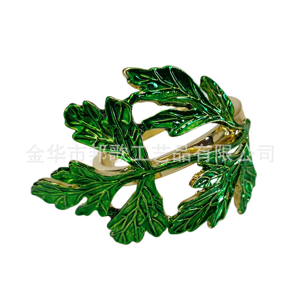 新款绿色树叶餐巾扣 西式婚礼摆台餐巾环 纸巾环 厂家直销