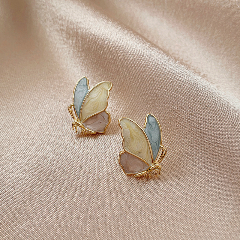 Fashion Color Schmetterling Tropföl Lackiert 925 Silber Nadel Koreanische Legierung Ohrringe display picture 8
