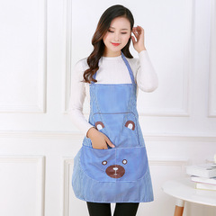 Direct Manufacturer Sales Korean Style Neck Hanging Wok Apron, Printed Bear Cooking Apron, Cute Kitchen Apron Waist Covering Dress