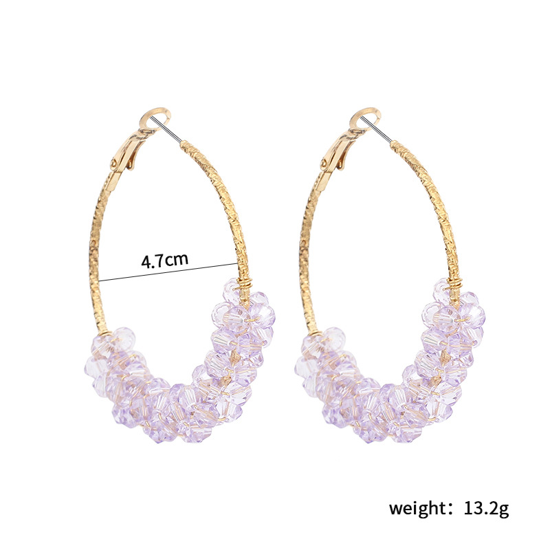 Korean Exaggerated Geometric Big Circle Purple Transparent Crystal Earrings Hipster Simple Ring Earrings Wholesale Nihaojewelry display picture 1