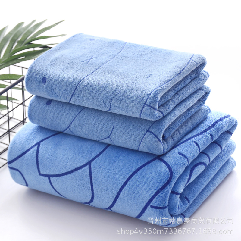 Toalla de baño de tres piezas conjunto absorbente de secado rápido impresión hermosa suave envoltura larga de las mujeres de dibujos animados para adultos Toalla de playa regalo de retorno