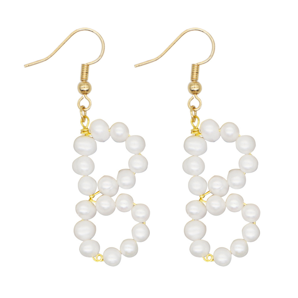 Woven  Letter  Fashion Baroque Natural Freshwater Pearl Earrings Wholesale display picture 26