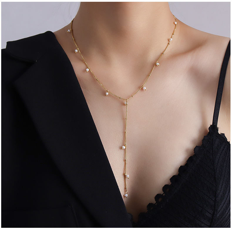 Fashion Y-shaped Tassel Long Sweater Chain Necklace display picture 6