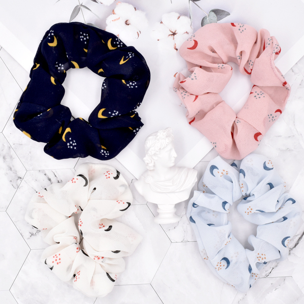 Korea Girl Moon Hair Tie Fabric Chiffon Ponytail Rubber Band Head Rope Hair Tie Wholesale display picture 1