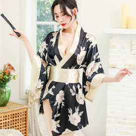 力德欧美情趣内衣女式服性感缎面睡衣睡裙制服诱惑日式和服夜店套