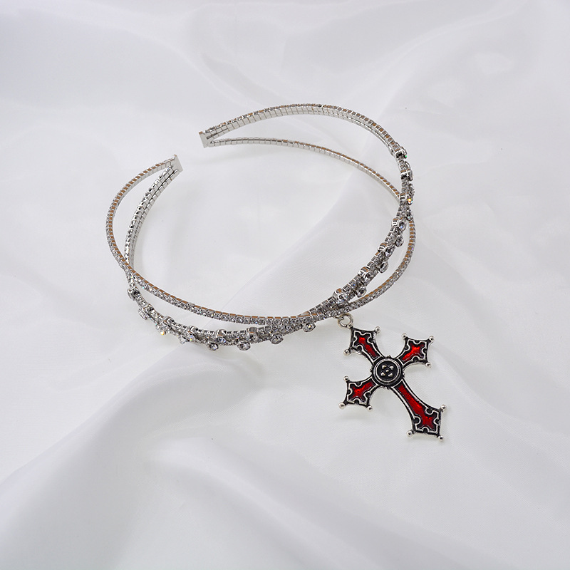 New Korean Rhinestone Cross Collar Necklace Neck Chain Neck Collar Wholesale Nihaojewelry display picture 3