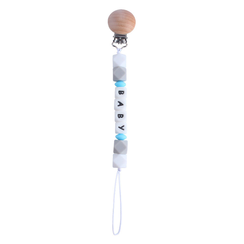 Nueva haya chupete clip bebé nombre personalización DIY creativo color mezclado octogonal silicona juguete mordedor chupete cadena