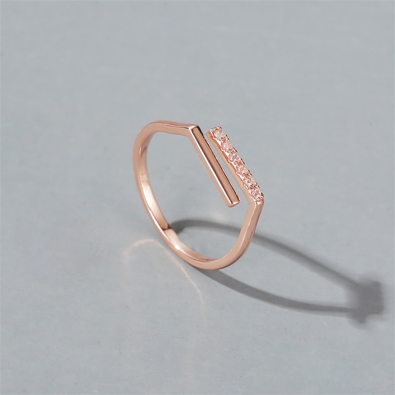 New Simple Word Ring Niche Design Sense Simple Zircon Line Opening Index Finger Ring display picture 6