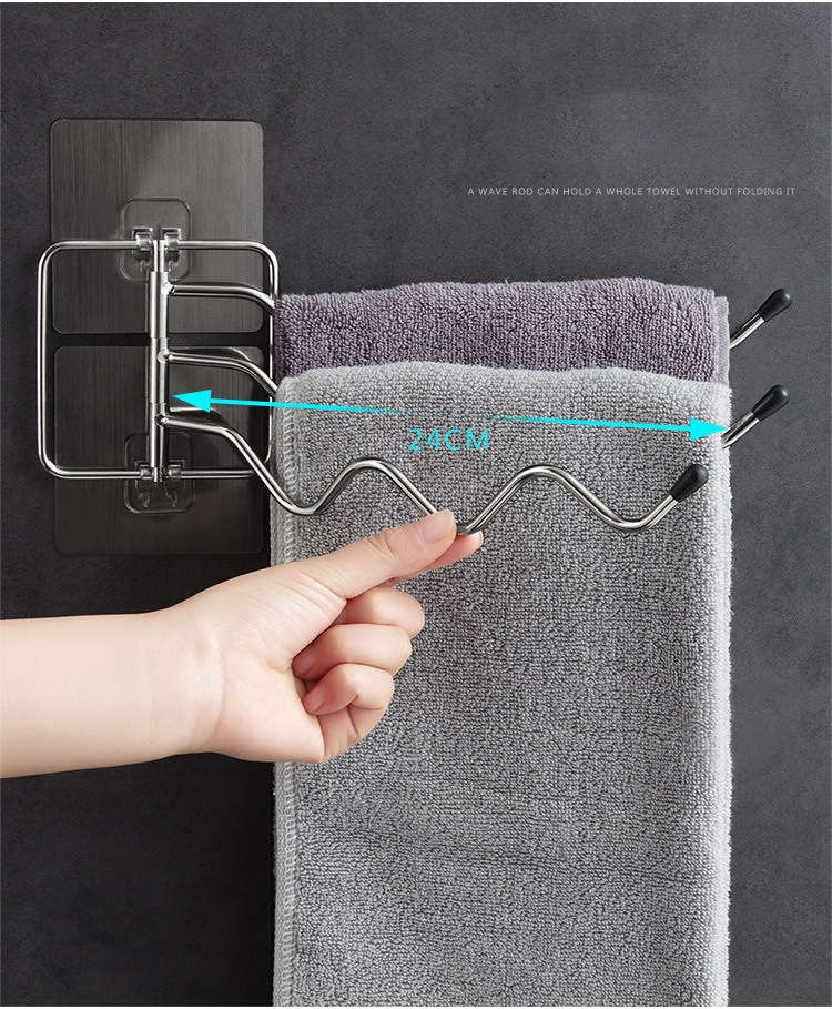Multi-bar Rotating Towel Rack Punch-free Rotating Rack Stainless Steel Bathroom Towel Rack display picture 5