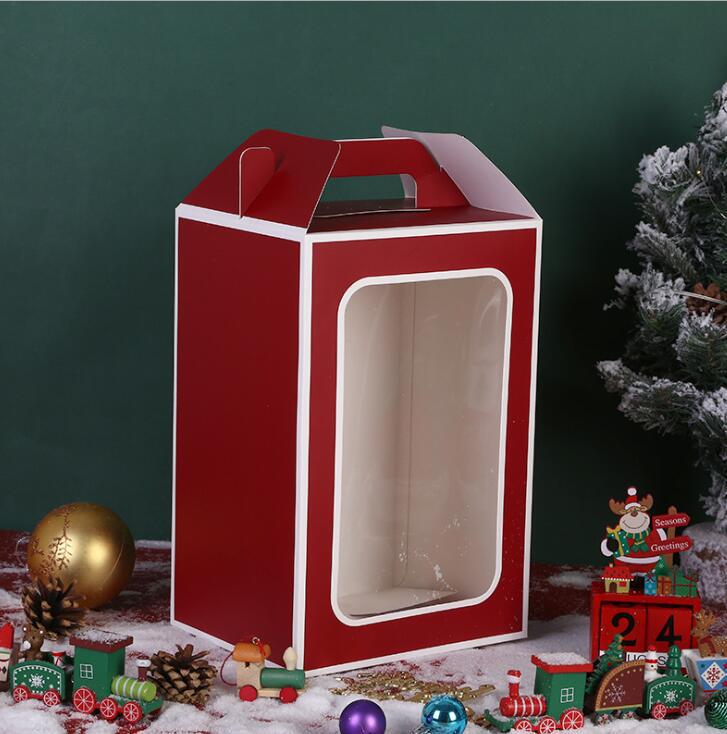 En stock Bolsa de regalo de Navidad bolso de la ventana Nochebuena Apple embalaje caja de cartón regalo de mano caja de dulces bolsa de regalo