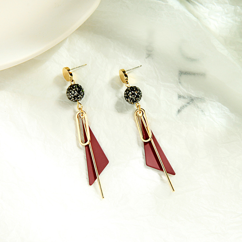 New Fashion Geometric Triangle Diamond 925 Silver Pin Earrings Retro Tassel Long Earrings display picture 5