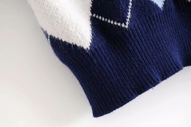 retro rhombus knitted cardigan  NSAM22438