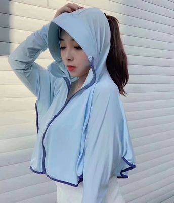 夏季短款拉链骑行骑车户外蒙面连帽防晒衣女 速干电动车防晒服批|ru