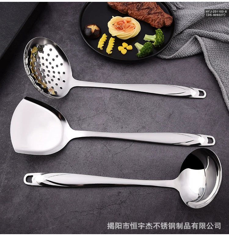 Wholesale 201 stainless steel cooking spatula household restaurant hot pot colander soup spoon spatula set kitchen utensils