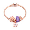 Golden bracelet, decorations, accessory, simple and elegant design, pink gold, European style, flowered