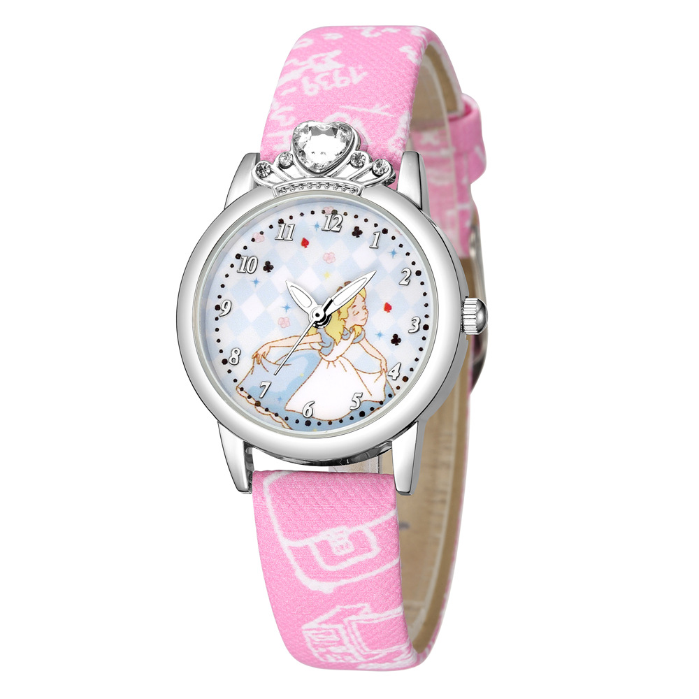 Cute princess pattern digital watch children printing PU belt strap watch wholesale nihaojewerlypicture2