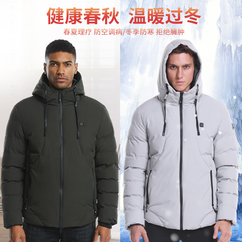 Carga USB transfronteriza calefacción abrigo de algodón acolchado de los hombres invierno más tamaño capa protectora grafeno calefacción inteligente abrigo de algodón acolchado de los hombres