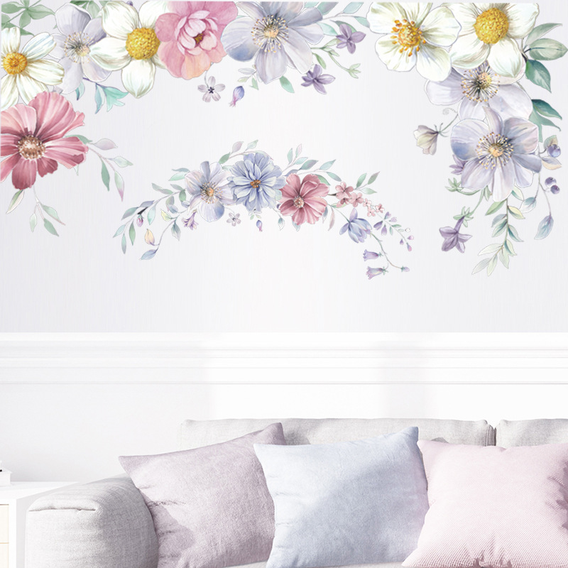 Fashion Simple Watercolor Effect Flower Wall Sticker display picture 4