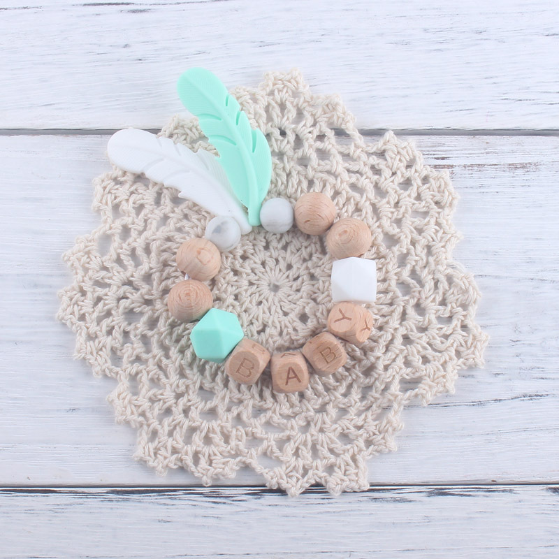 Baby Beech Cadena de chupete de silicona Cadena de molienda de dientes de bebé calmante cadena anti-caída cadena anti-perdida con Bell