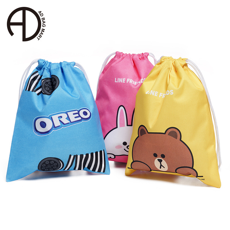 RPET210D涤纶束口袋尼龙袋抽绳双肩背包防水PU涤纶布拉绳购物束口