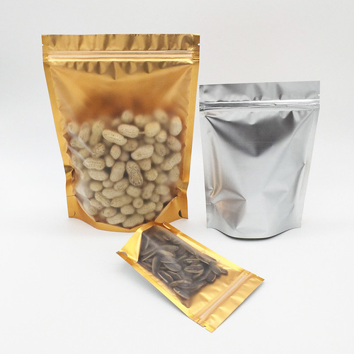 Factory direct sales dumb aluminum inner gold yin and yang self-standing bag frosted aluminum foil ziplock bag seal bag food seal bag