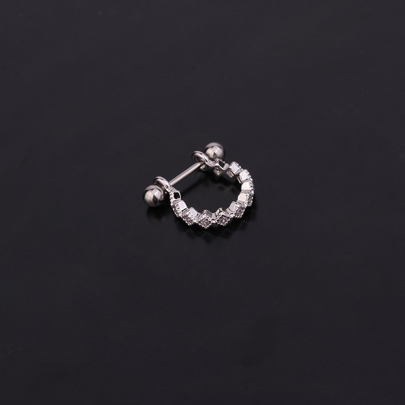 Ear Cartilage Rings & Studs Fashion U Shape 316 Stainless Steel  Copper Inlaid Zircon display picture 9