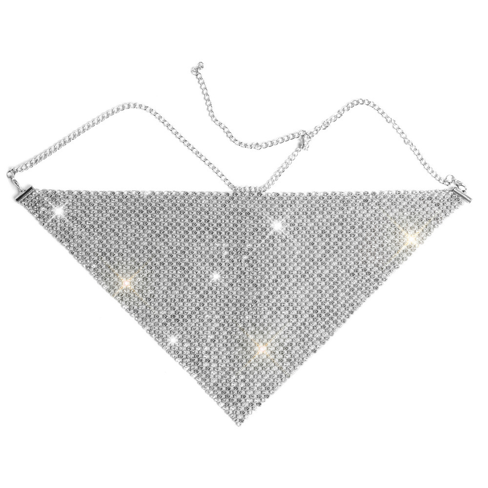 Personality Flash Rhinestone chain solid color Triangle mouth masks NSYML132250