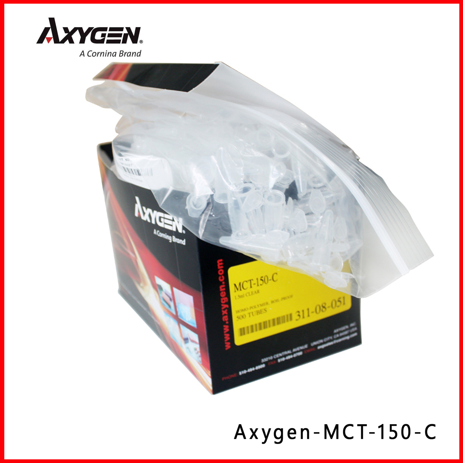 爱思进Axygen MCT-150-C 1.5ml离心管，无DNA酶RNA酶 ，500支/盒