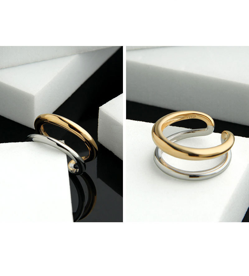 Daily Occasion 925 Sterling Silver Geometric Open Ring