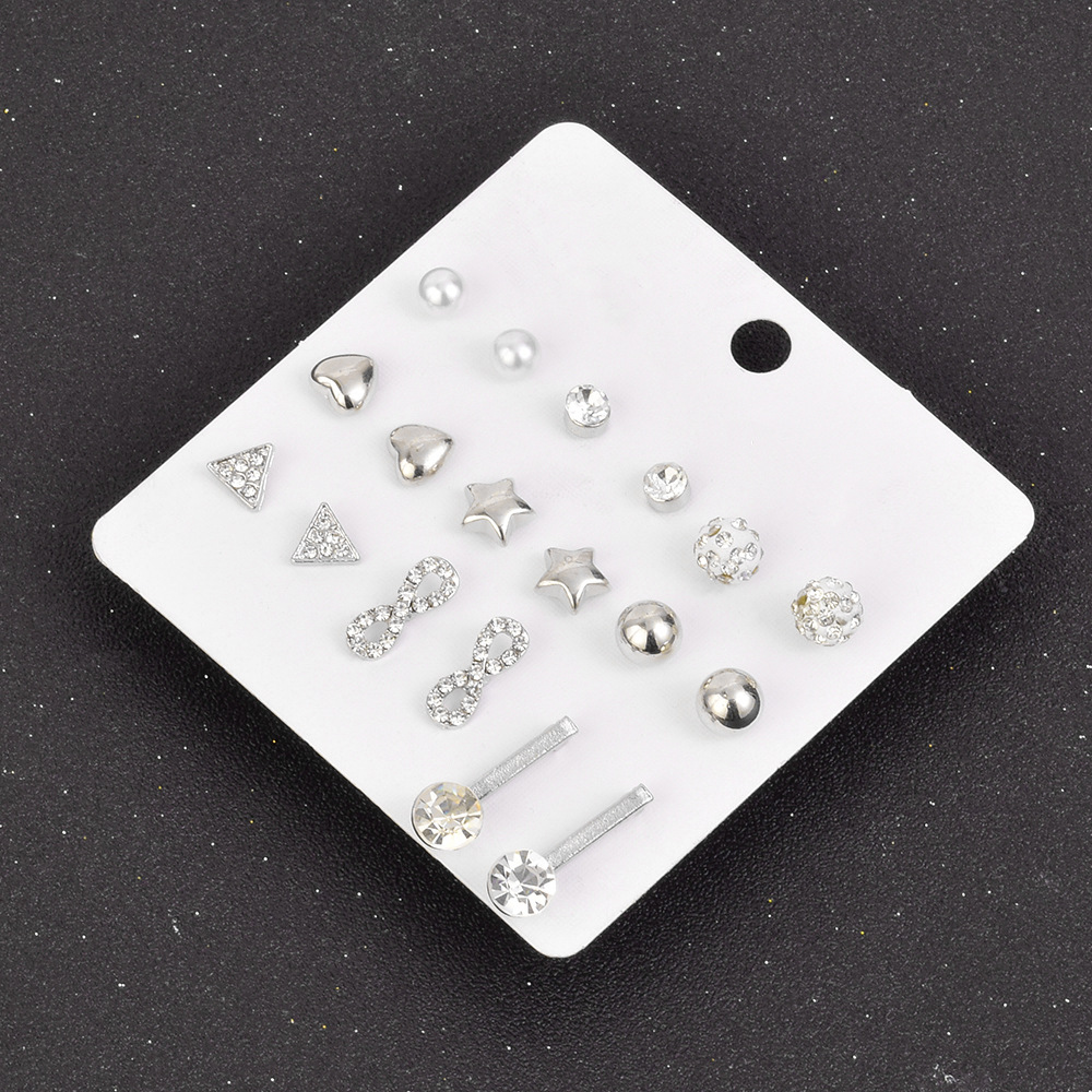 Diamond-studded Star Earring 9-piece Set display picture 8