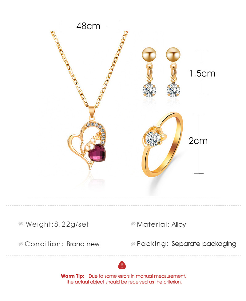 New Jewelry Three-piece Suit Fashion Trend Jewelry Love Necklace Earring Ring Suit Wholesale display picture 1