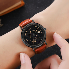 新款手表男士创意太阳系时尚日历皮带手表简约学生手表一件代发