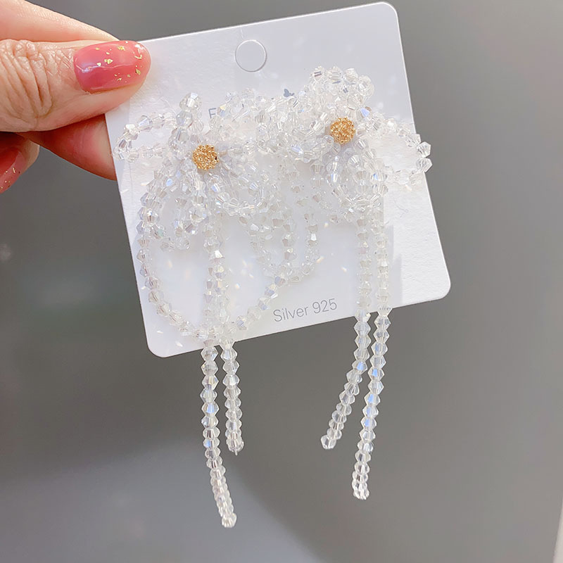 1 Pair Fashion Flower Artificial Crystal Beaded Women's Drop Earrings display picture 7