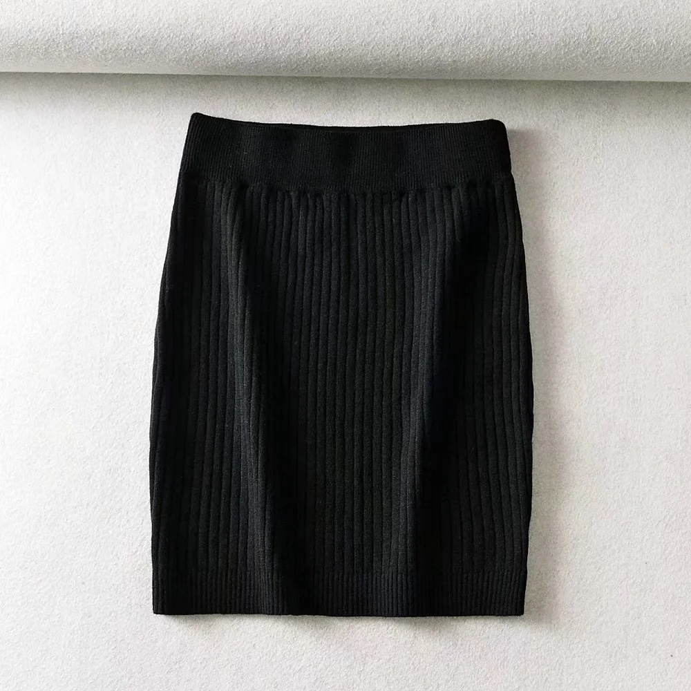 high waist stretch knitted skirt  NSAC14970
