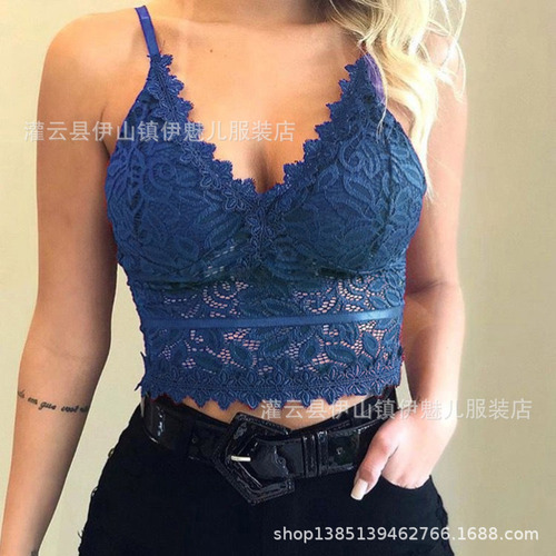 Erotic goddess hazy sexy and charming hollow lace thin strap triangle cup bra without steel ring backless women's underwear